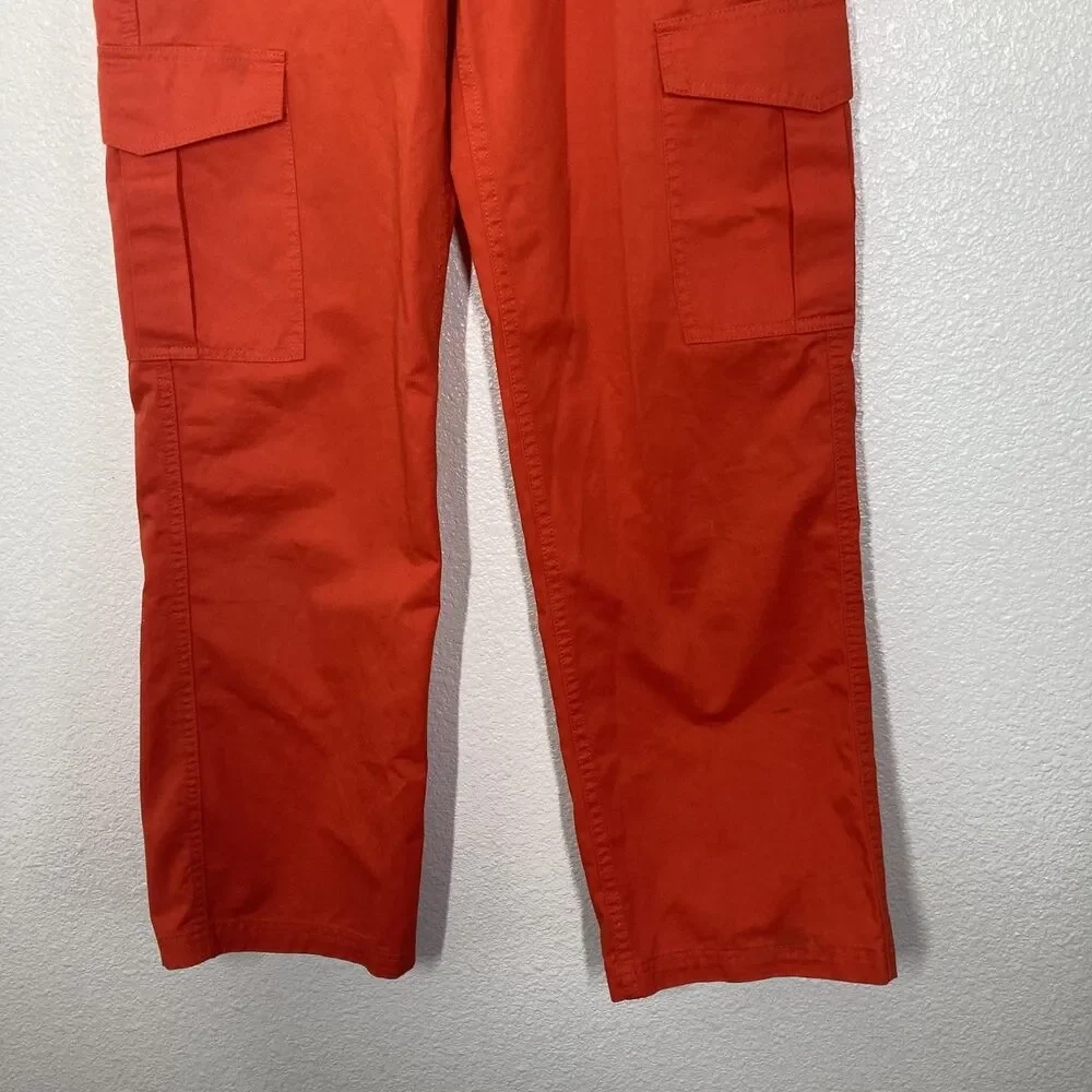 BDG Cargo Pants 27 Orange Zip Fly Straight Leg Elastic Waist